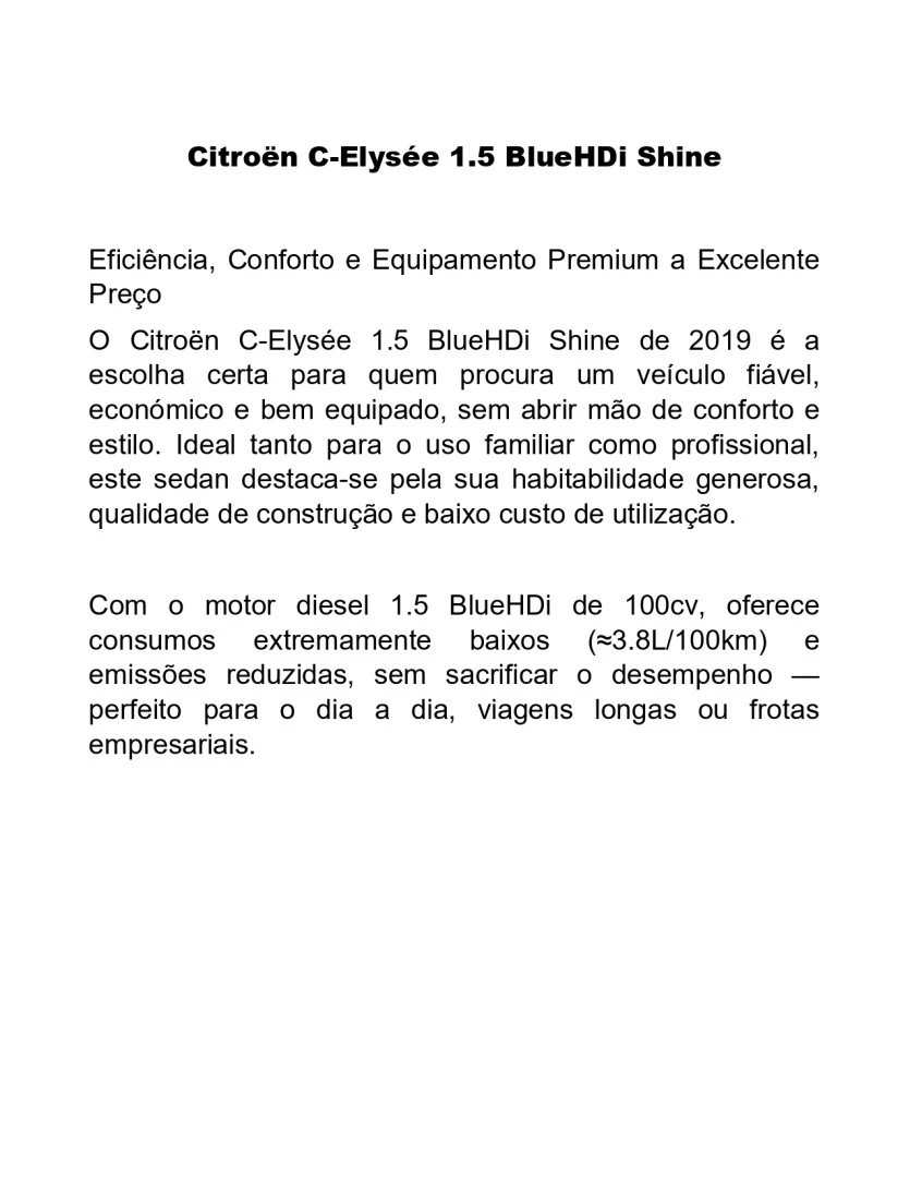 Citroën C-Elysée 1.5 BlueHDi Shine